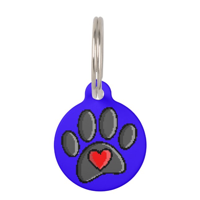 Médaillon Pour Animaux Retro 80s Vidéo Jeu 8 bits Pixel Art Chien Emprein (Devant)