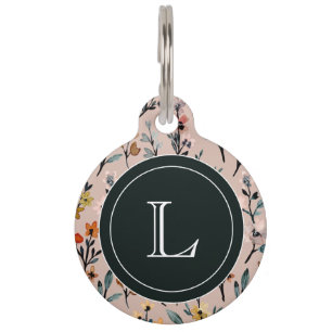 Médaillon Pour Animaux Rêve Rose Dusty : Boho Floral Aquarelle