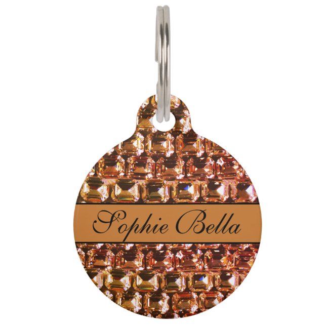 Médaillon Pour Animaux Rhinestone jaune, diamants jaunes, pierres précieu (Devant)