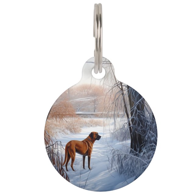 Médaillon Pour Animaux Rhodesian Ridgeback Laisser Neige Noël (Devant)