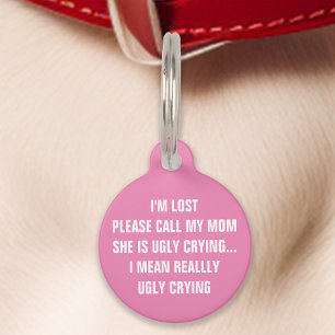Médaillon Pour Animaux Rose "Appelle Ma Mère" Drôle