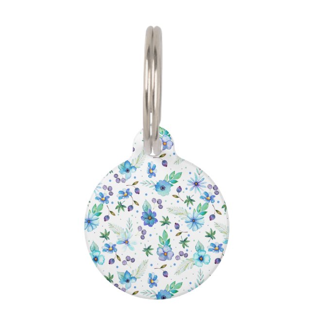 Médaillon Pour Animaux Rose bleue (Devant)