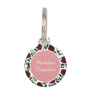 Médaillon Pour Animaux Rose de Jardin Beauty and Beast Personnalisée Nom
