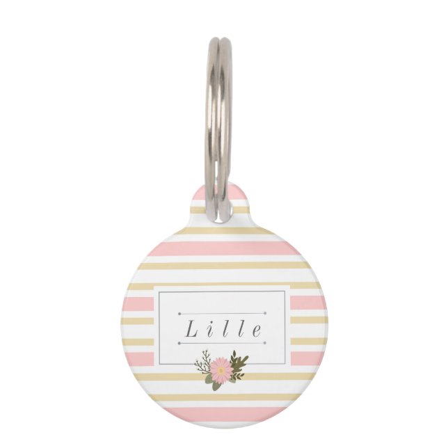 Médaillon Pour Animaux Rose et étiquette de nom d'animal domestique (Devant)