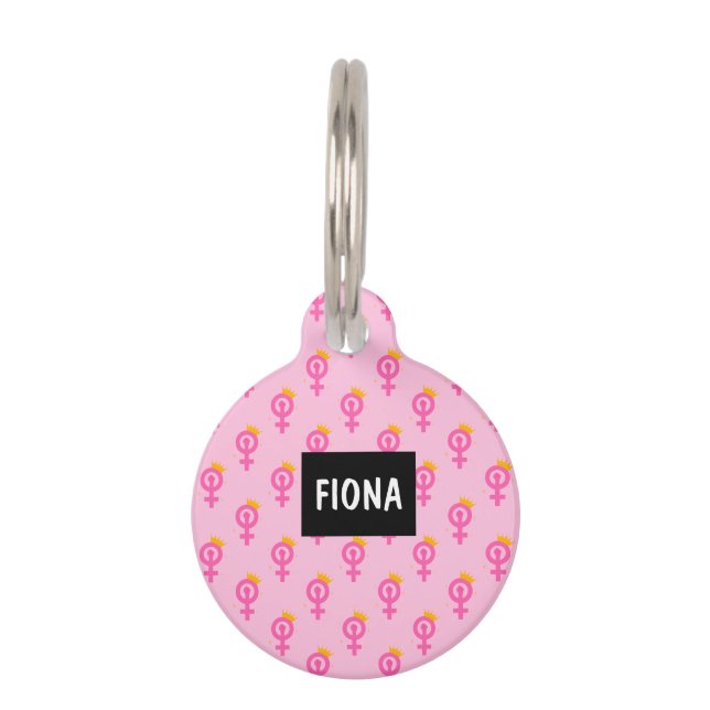 Médaillon Pour Animaux Rose Féministe (Devant)
