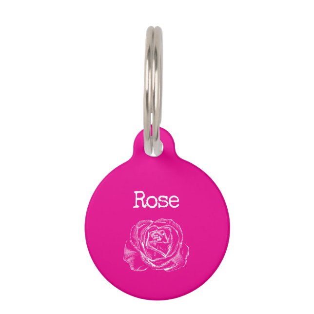 Médaillon Pour Animaux Rose Fleur Rose (Devant)