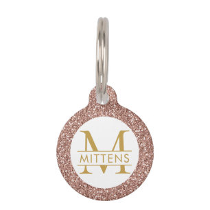 Médaillon Pour Animaux Rose Gold Parties scintillant Pink Sparkle Joli Gi