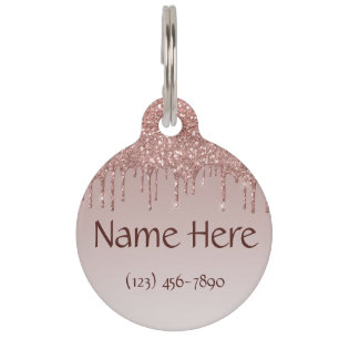 Médaillon Pour Animaux Rose Parties scintillant or Lecteurs liquides