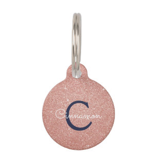 Médaillon Pour Animaux Rose Rose Rose Gold Marine Parties scintillant ble