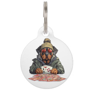 Médaillon Pour Animaux Rottweiler Chien Jouer des cartes