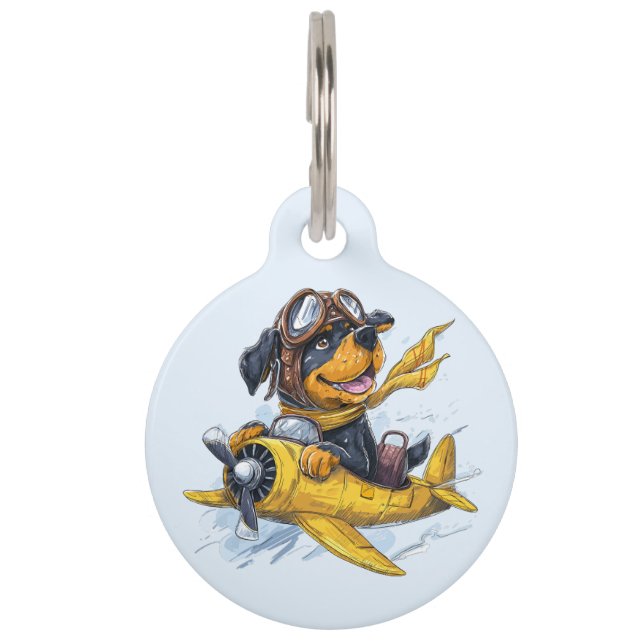 Médaillon Pour Animaux Rottweiler Dog Avion Pilote (Devant)