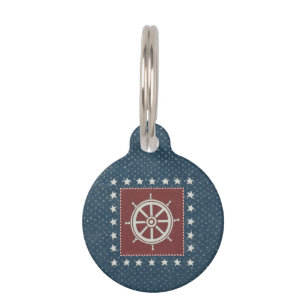 Médaillon Pour Animaux Roue côtière de bateau de l'art sur le rouge