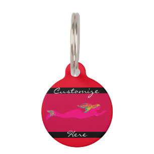 Médaillon Pour Animaux rouge mermaid rose sous-marin