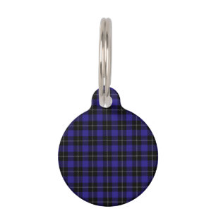Médaillon Pour Animaux Royal Blue Black Plaid