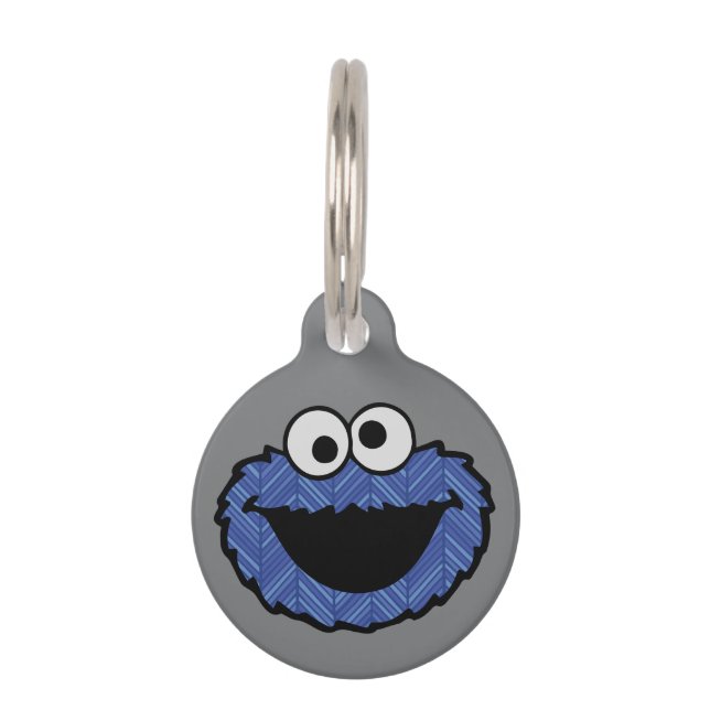 Médaillon Pour Animaux Rue Sésame | Cookie Monster | Retour arrière des a (Devant)