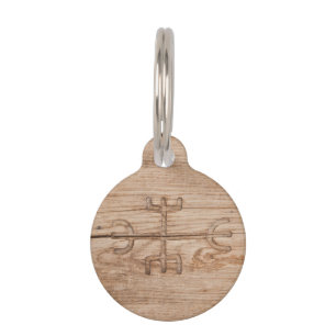 Médaillon Pour Animaux Rune de Viking sur le bois criqué