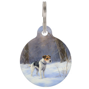 Médaillon Pour Animaux Russell Terrier Qu'il neige Noël
