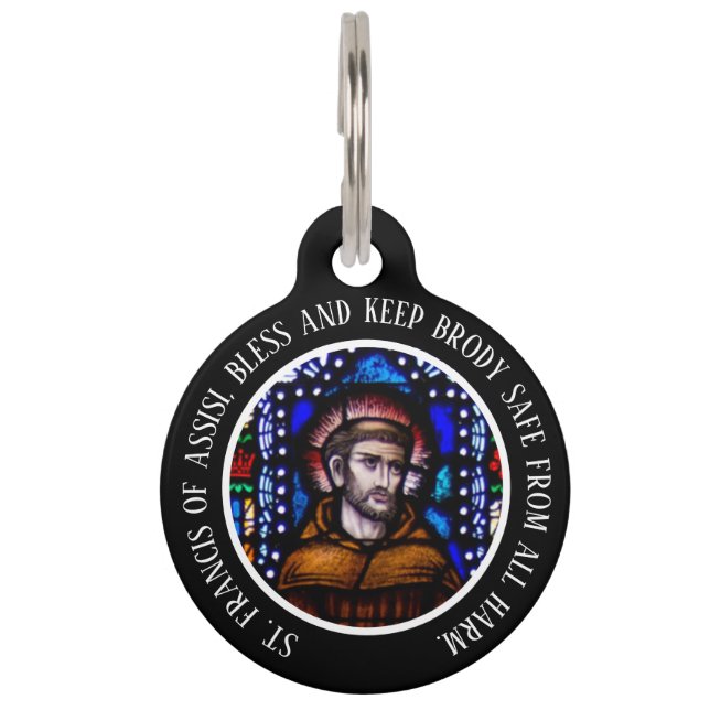 Médaillon Pour Animaux Saint François d'Assise Chien personnalisé (Devant)