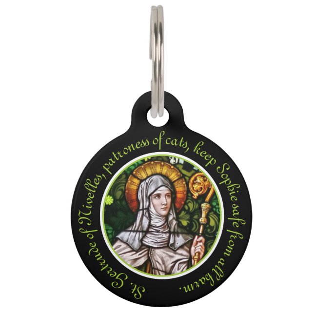 Médaillon Pour Animaux Saint Gertrude de Nivelles Personnalisé (Devant)