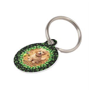 Médaillon Pour Animaux Saint-Patrick aquarelle trèfle avec photo