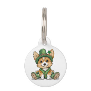 Médaillon Pour Animaux Saint Patrick's Day Corgi Chien