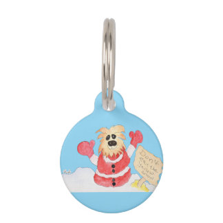 Médaillon Pour Animaux Santa Dog dit Ne mangez pas la neige jaune !
