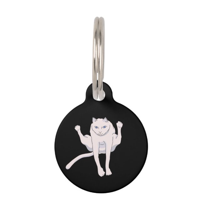 Médaillon Pour Animaux Saut acrobatique blanc athlète chat (Devant)