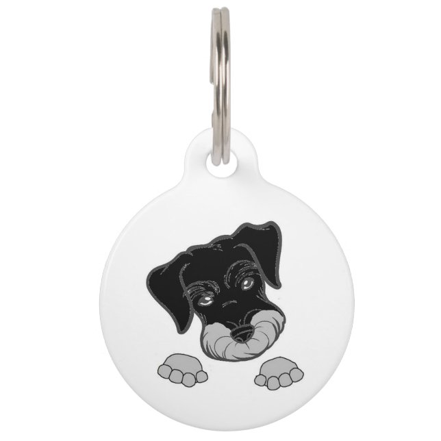 Médaillon Pour Animaux schnauzer miniature noir et argenté (Devant)
