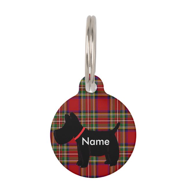 Médaillon Pour Animaux Scottie Dark Red Tartan (Devant)