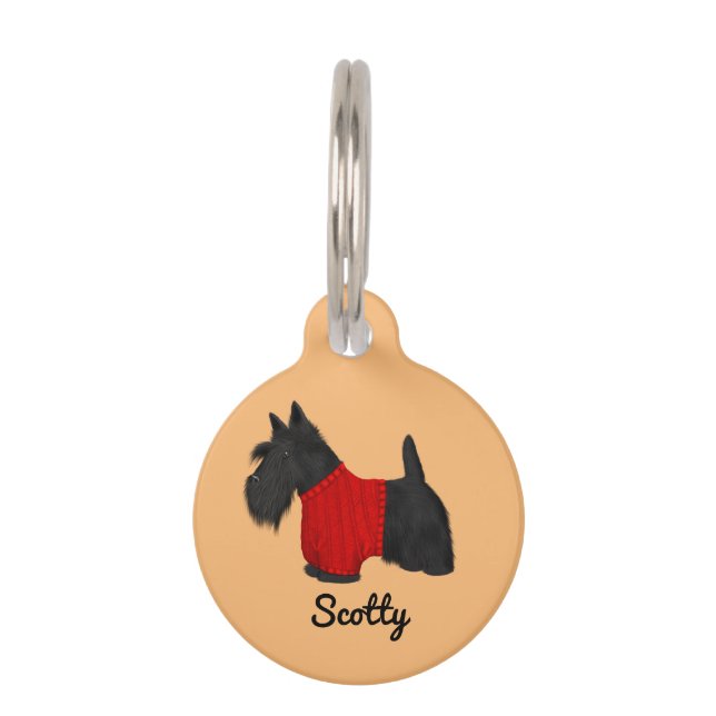 Médaillon Pour Animaux Scottish Terrier (Scotty Dog) en Sweater (Devant)