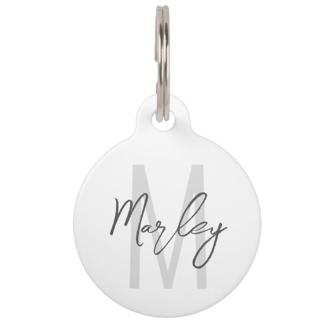 Médaillon Pour Animaux Script moderne Monogramme personnalisé et nom (Devant)