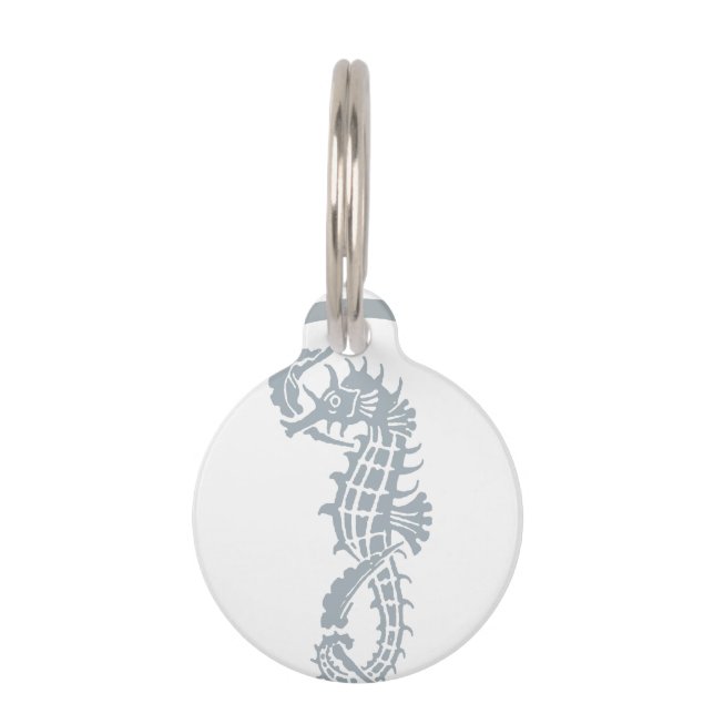 Médaillon Pour Animaux Seahorse Bleu Classique Nautique Élégant (Devant)