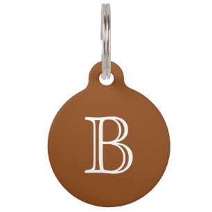 Médaillon Pour Animaux Selle Monogramme Brown Nom initial