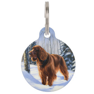 Médaillon Pour Animaux Setter Irlandais Laissez Tomber la Neige Noël