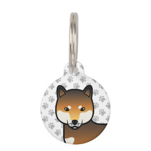Médaillon Pour Animaux Shiba Inu au sésame rouge Chien de dessin animé mi