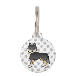Médaillon Pour Animaux Siberian Husky noir et feu Chien de dessin animé m