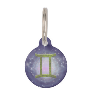 Médaillon Pour Animaux Signe astrologique Gemini Zodiac couleur