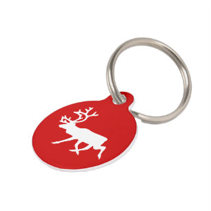 Médaillon Pour Animaux Silhouette blanche de renne/caribou