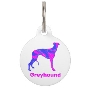Médaillon Pour Animaux Silhouette de Chien Chien rose et bleu blanc