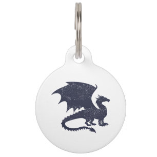 Médaillon Pour Animaux Silhouette de dragon - Choisir la couleur arrière