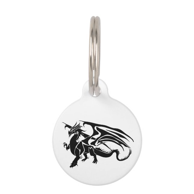 Médaillon Pour Animaux Silhouette noire de dragon (Devant)