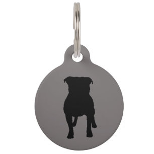 Médaillon Pour Animaux Silhouettes de Carlin noir sur Arrière - plan gris