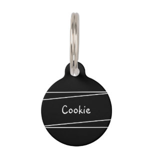 Médaillon Pour Animaux Simple Minimal Noir et Blanc Personnalisé