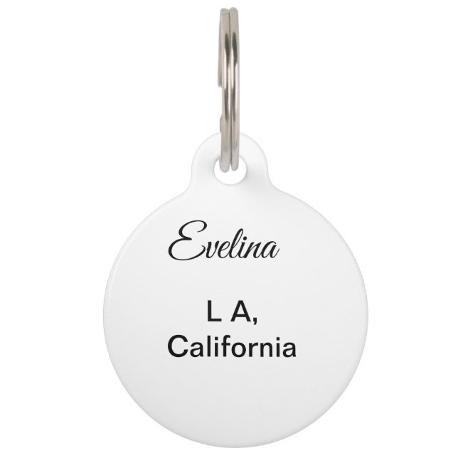 Médaillon Pour Animaux Simple minimum ajouter votre nom texte place ville (Devant)