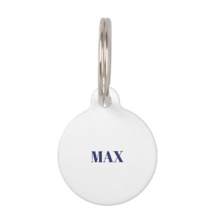 Médaillon Pour Animaux Simple personnalisé marine blanc minimaliste chien