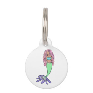 Médaillon Pour Animaux sirène arc-en-ciel rose bleu violet vert noir bouc