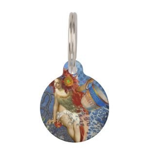 Médaillon Pour Animaux Sirène gothique bleu Aquarius Art