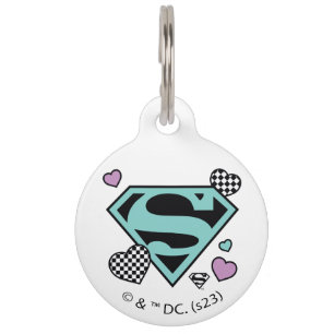 Médaillon Pour Animaux Skater Girl Supergirl Coeurs S-Shield