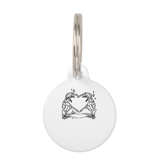 Médaillon Pour Animaux Skeleton Coeur main drôle Design (Devant)