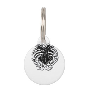 Médaillon Pour Animaux Skeleton Heart Hands Drôle